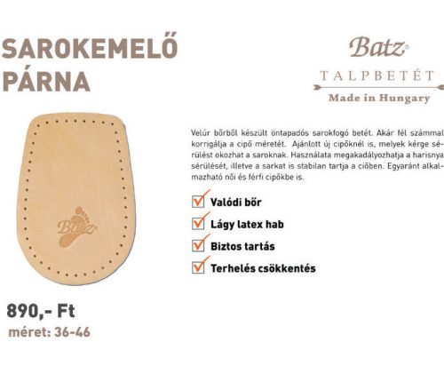 Batz talp betét unisex Talpbetét - 955 Sarokemelő párna